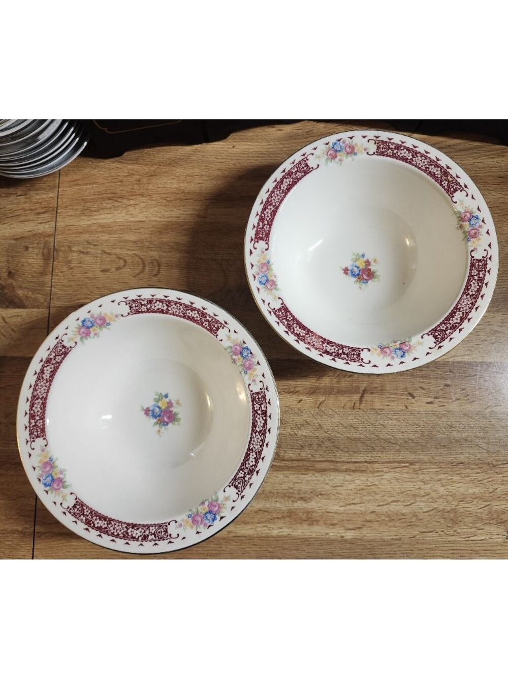 HLC Royal Maroon 9" Serving Bowls Vintage Homer Laughlin